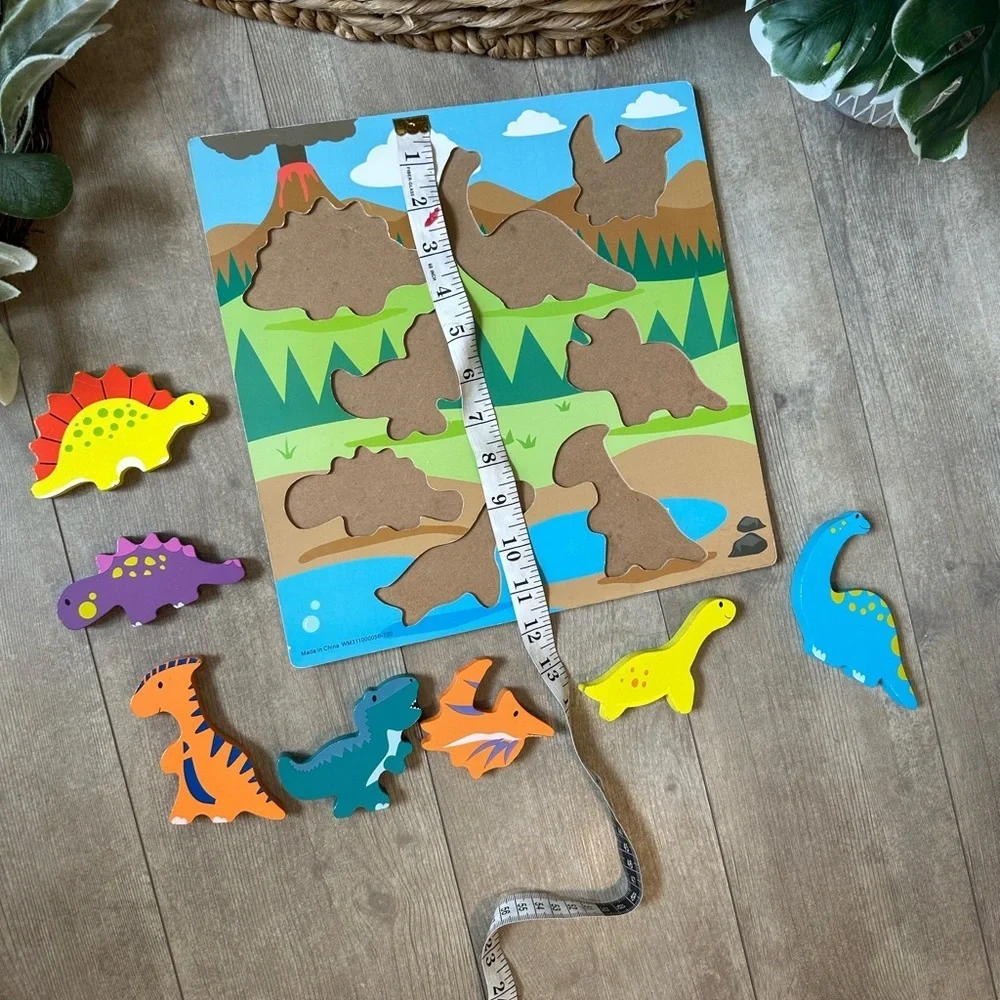 Dinosaur Wooden Puzzle for Kids Chunky Wood Colorful Dinosaurs